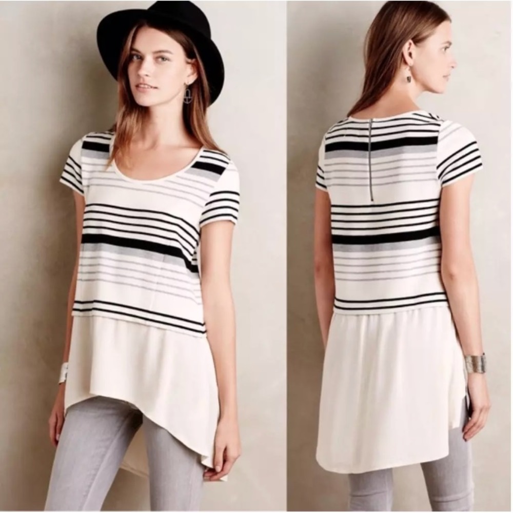 ANTHROPOLOGIE Deletta Gradient Striped Tee Petite